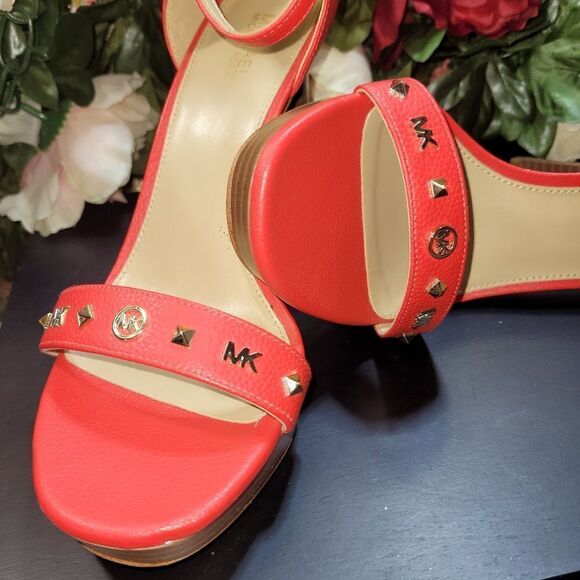 Michael Kors Sangria platform Sandal RED Leather NEW WITH DUSTBAG ❤️ - Picture 6 of 10